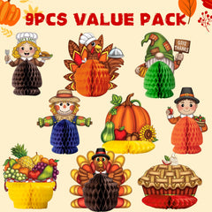 9-Piece Thanksgiving Honeycomb Decorations Set