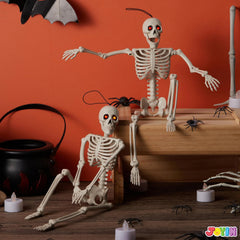 2 PCS 16in Halloween Skeleton Decoration - Full Body Posable Hanging Skeletons