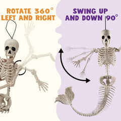 2 PCS 20 Inches Halloween Mermaid Skeleton Plastic Bone