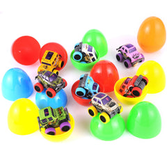 12-Pack 3.8-Inch Easter Eggs with Pull-Back Monster Cars & Trucks for Egg Hunts