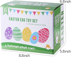 12-Pack 3.8-Inch Easter Eggs with Pull-Back Monster Cars & Trucks for Egg Hunts