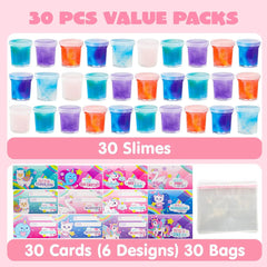 30 Pack Fantasy Slime with Cards - Stress Relief Fidget Toy