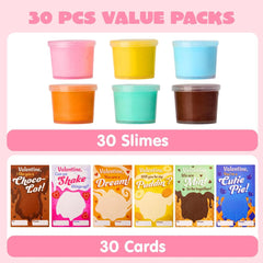 30 Packs 6 Designs Valentine's Day Cards with Butter Slime Stress Relief Fidget Toys