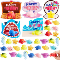 30-Pack Valentine's Day Cards with Mochi Squishy Toys for Kids' Exchange Prizes