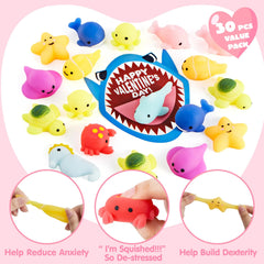 30-Pack Valentine's Day Cards with Mochi Squishy Toys for Kids' Exchange Prizes