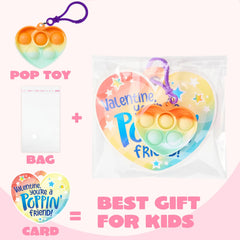 30 Packs Valentine’s Day 6-Design Gift Cards with Heart Bubble Keychain