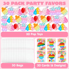 30 Packs Valentine’s Day 6-Design Gift Cards with Multi-Shape Toys