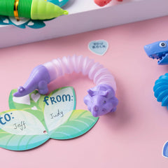 30 Packs Valentine’s Day Gift Cards with Critter Pop Tubes for Kids Classroom Gift Exchange