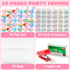 30 Pack Valentine's Day Heart-Shaped Stress Relief Fidget Toy Gift Cards