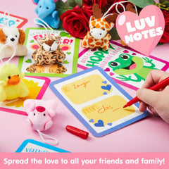30-Pack Valentine's Day Cards with Animal Plush Toys for Kids