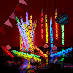 30 Packs Valentine's Day Cards with Bright Large Glow Sticks for Kids Classroom Exchange