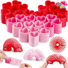 30 Packs Valentine's Day Multi-Color Heart Coil Springs Toys for Kids Classroom Exchange