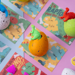 30 Packs Valentine's Day Cards with Hatch Growing Dinosaur Eggs Toys and Hangers for Classroom Exchange Gifts