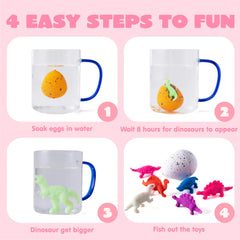 30 Packs Valentine's Day Cards with Hatch Growing Dinosaur Eggs Toys and Hangers for Classroom Exchange Gifts