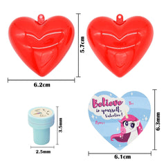 30-Pack Unicorn Stamper Filled Hearts with Valentine's Day Cards for Kids Classroom Exchange Gifts