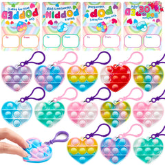 30 Pack Valentine's Day Heart-Shaped Stress Relief Fidget Toy Gift Cards