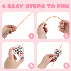 36 Neon Valentine's Day Glow Stick Cards with Glow Necklaces