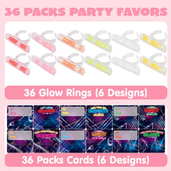 36 Valentine's Day Gift Cards with Glow-in-the-Dark Rings