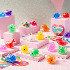 36 Pack Valentine's Day Heart Cards with Squishy Water Toys for Classroom Exchange
