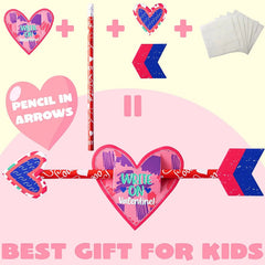36Pcs Kids Valentine's Cards with Cupid's Arrow Pencil - Classroom Exchange Gifts