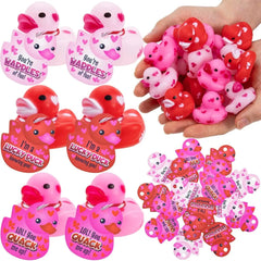 36 Pcs Kids Valentine's Day Cards with Rubber Ducks - Classroom Exchange Gifts
