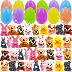 36-Pack 2.35-Inch Animal Plush Toys Prefilled Easter Eggs for Easter Egg Hunt
