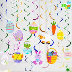 36 Pcs Easter Foil Swirl Hanging Decor for Party & Home