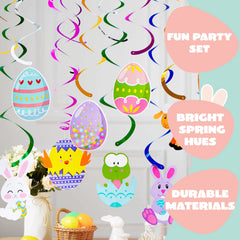36 Pcs Easter Foil Swirl Hanging Decor for Party & Home