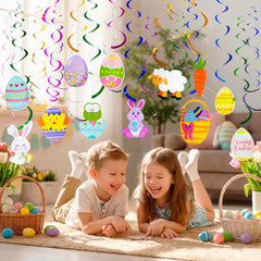 36 Pcs Easter Foil Swirl Hanging Decor for Party & Home