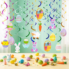 36 Pcs Easter Foil Swirl Hanging Decor for Party & Home