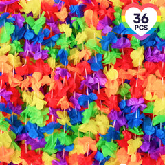 36Pcs Rainbow Flower Leis Bulk Pride Party Necklaces