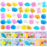 36-Pack Valentine's Day Gift Cards with Glitter Mochi Squishy Toys