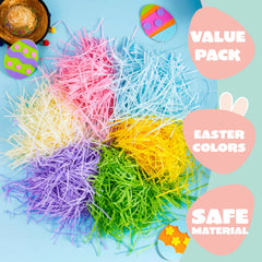 36oz (1000g) Multicolor Rainbow Easter Grass, Recyclable Pastel Paper Shred
