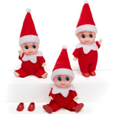 3-Pack Red Elf Plush Dolls for Christmas Decor