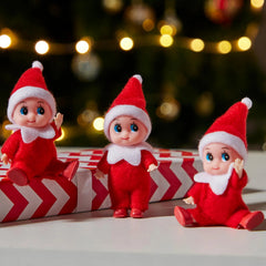 3-Pack Red Elf Plush Dolls for Christmas Decor