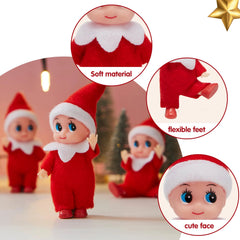 3-Pack Red Elf Plush Dolls for Christmas Decor