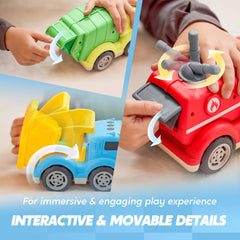 3 Pack Trucks for Toddlers - Includes Garbage Truck
