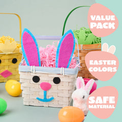3-Piece Easter Bamboo Baskets with Bunny, Chick & Carrot Designs for Baby's First Easter