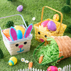 3-Piece Easter Bamboo Baskets with Bunny, Chick & Carrot Designs for Baby's First Easter