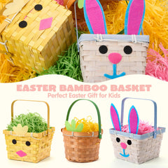 3-Piece Easter Bamboo Baskets with Bunny, Chick & Carrot Designs for Baby's First Easter