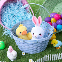 Set of 3 Easter Bamboo Baskets with Folding Handles for Egg Hunt