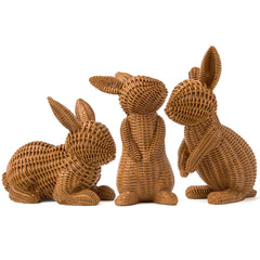 3 Easter Bunny Resin Figurines for Home Tabletop Decor