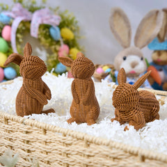 3 Easter Bunny Resin Figurines for Home Tabletop Decor