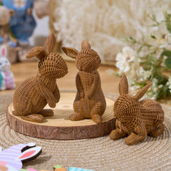 3 Easter Bunny Resin Figurines for Home Tabletop Decor