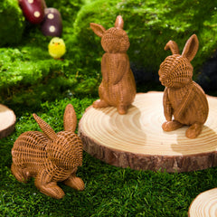 3 Easter Bunny Resin Figurines for Home Tabletop Decor