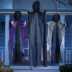 3 Pcs Halloween Hanging Grim Reapers Decorations - One 47in & Two 35in Faceless Hanging Ghosts