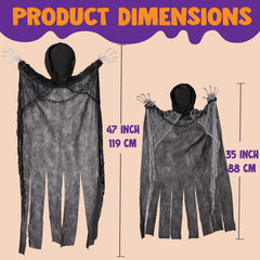 3 Pcs Halloween Hanging Grim Reapers Decorations - One 47in & Two 35in Faceless Hanging Ghosts