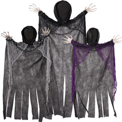 3 Pcs Halloween Hanging Grim Reapers Decorations - One 47in & Two 35in Faceless Hanging Ghosts