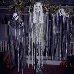 3-Pack Halloween Hanging Grim Reapers: 55in & Two 35in Skeleton Flying Ghosts