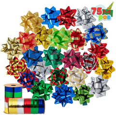 3-Inch Christmas Gift Bows, 75-Pack